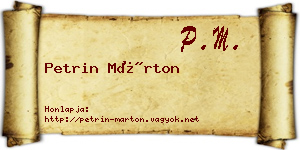 Petrin Márton névjegykártya